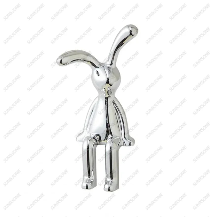 Long-Eared Rabbit Figurine – Decorative Bunny Statue for Home, Center Console & Ornaments