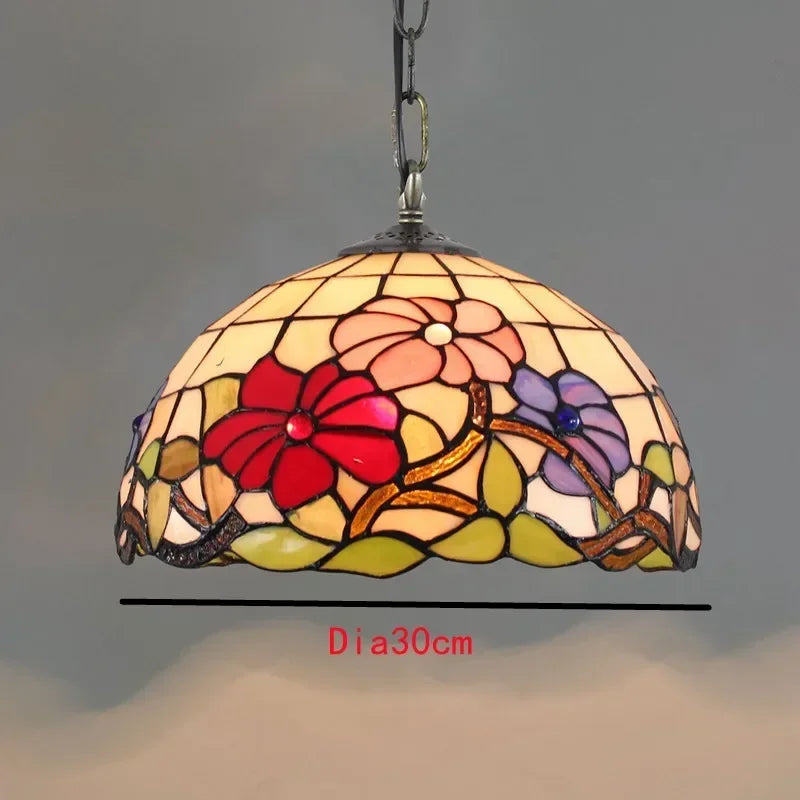 🍷 European-Style Vintage Tiffany Glass Chandelier ✨ | Creative Country-Style Glass Lantern for Bar, Restaurant & Home Decor 🏡