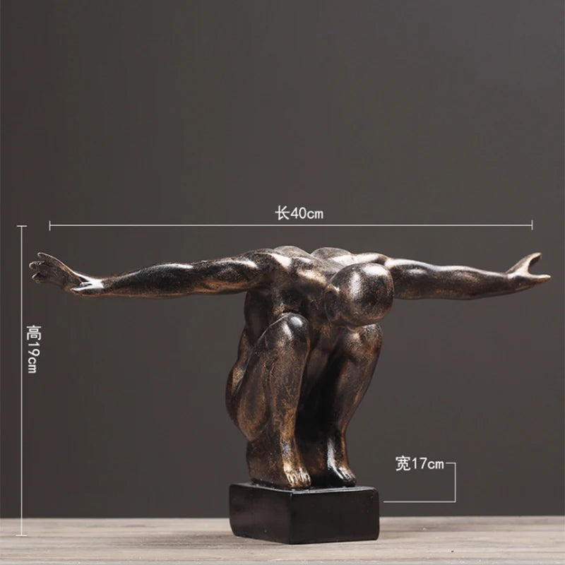 Modern Thinker Resin Art Sculpture – Human Figure Statue for Home, Office & Living Room Décor