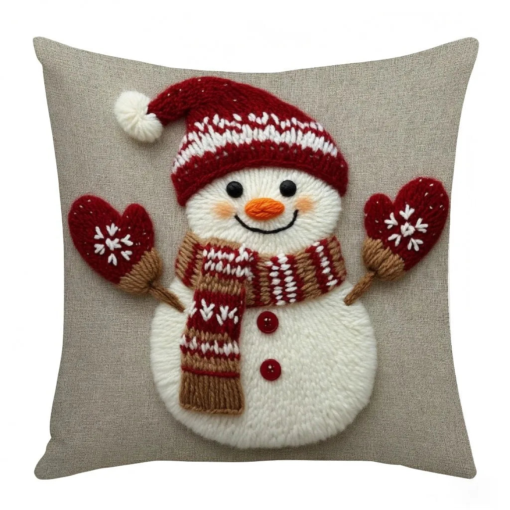 🎄🛋️ 45×45cm Christmas Pillowcase – Cartoon Santa, Snowman & Elk Cushion Cover | Merry Christmas Home Decor ❄️✨