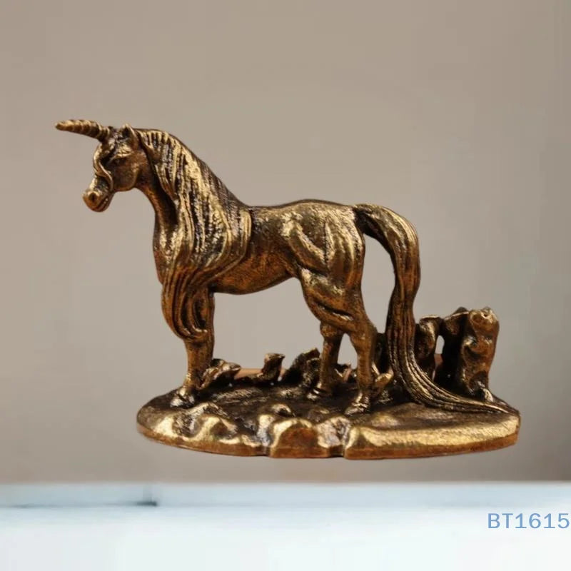 Flying Horse Brass Miniature Figurine – Animal Sculpture Desk Ornament & Home Decoration