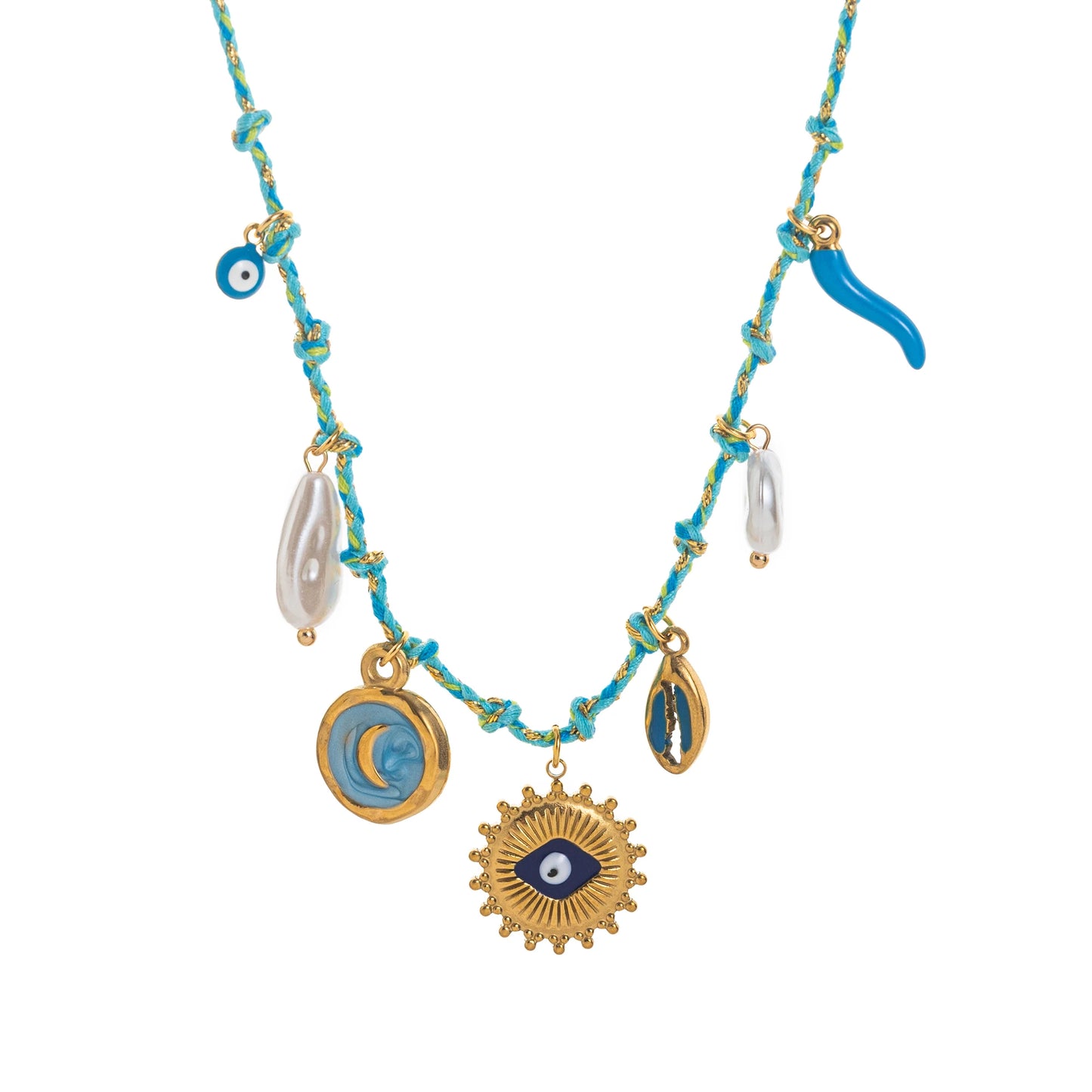 🌟 Summer Sea Starfish & Pearl Pendant Necklace – Colorful Rope, Gold-Platedummer Sea Love Pendant Necklace – Starfish & Pearl Colorful Dopamine Rope, Gold-Plated Romantic Jewelry