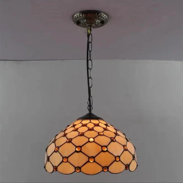 🍷 European-Style Vintage Tiffany Glass Chandelier ✨ | Creative Country-Style Glass Lantern for Bar, Restaurant & Home Decor 🏡