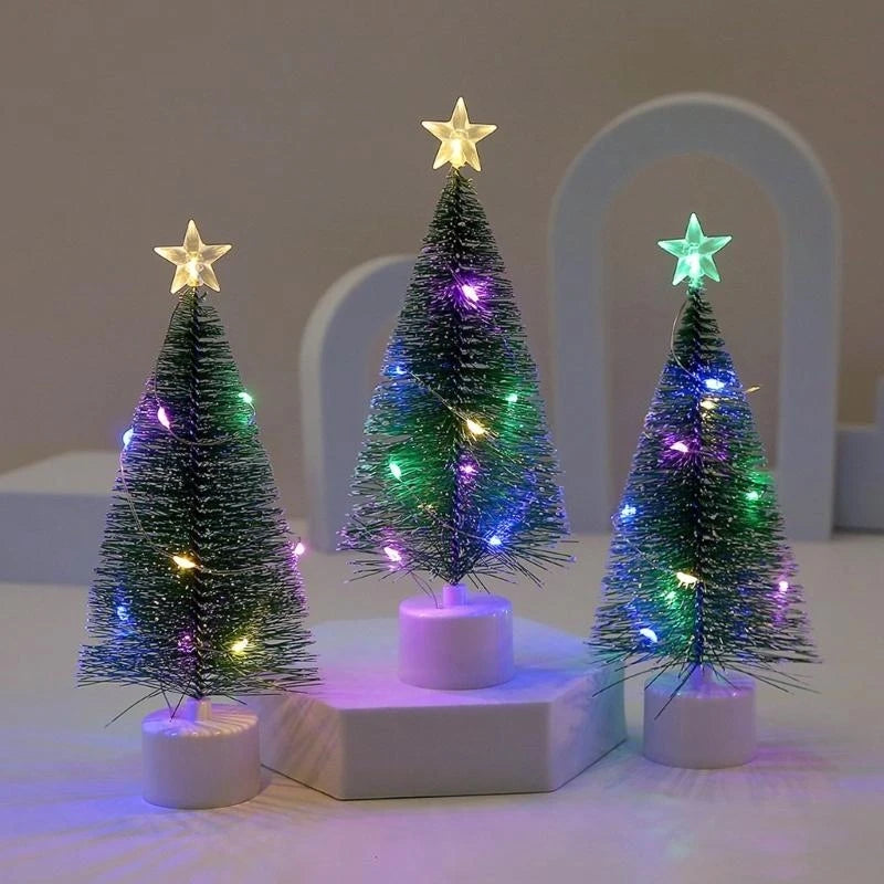 🎄✨ 17cm LED Mini Christmas Tree – Snowy White Cedar with Multicolor Lights | Small Tabletop Christmas Decor ✨🎄