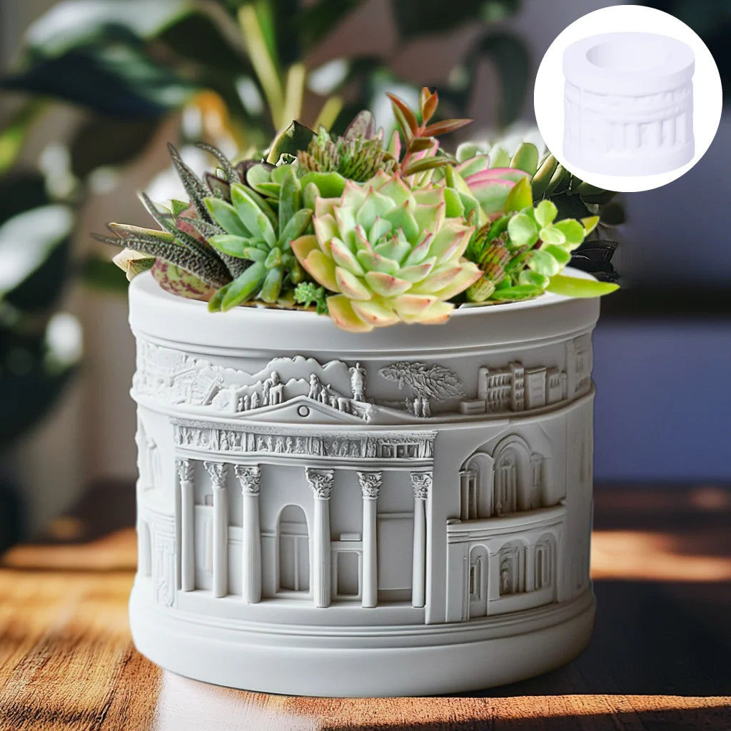 Greek Relief Silicone Mold – DIY Resin Succulent Planter & Candle Holder Mold
