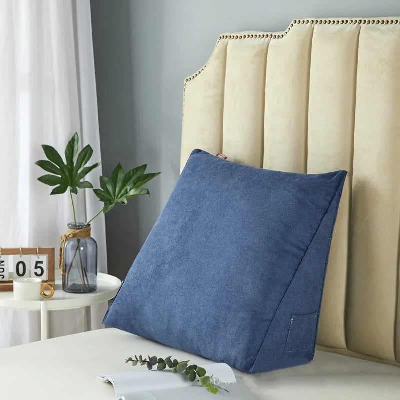 Triangular Reading Pillow with Removable Cover – Bed Rest Wedge Pillow for Back Support