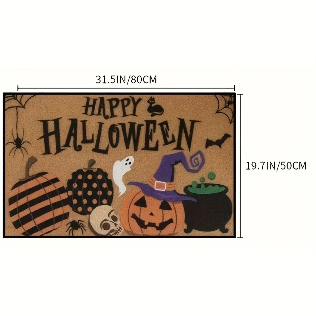 🎃 Vikama Happy Halloween Jack Lantern Door Mat 👻 | Horror-Themed Indoor & Outdoor Floor Mat 🏠 | Living Room, Kitchen & Entrance Decor ✨