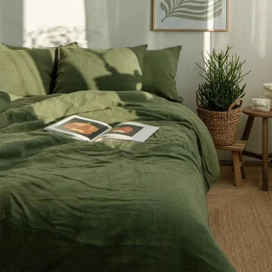 100% Linen Stone-Washed Duvet Cover & Pillowcase