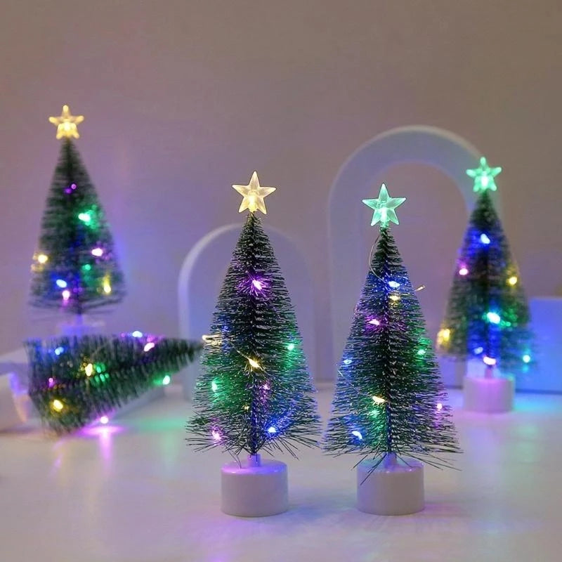 🎄✨ 17cm LED Mini Christmas Tree – Snowy White Cedar with Multicolor Lights | Small Tabletop Christmas Decor ✨🎄