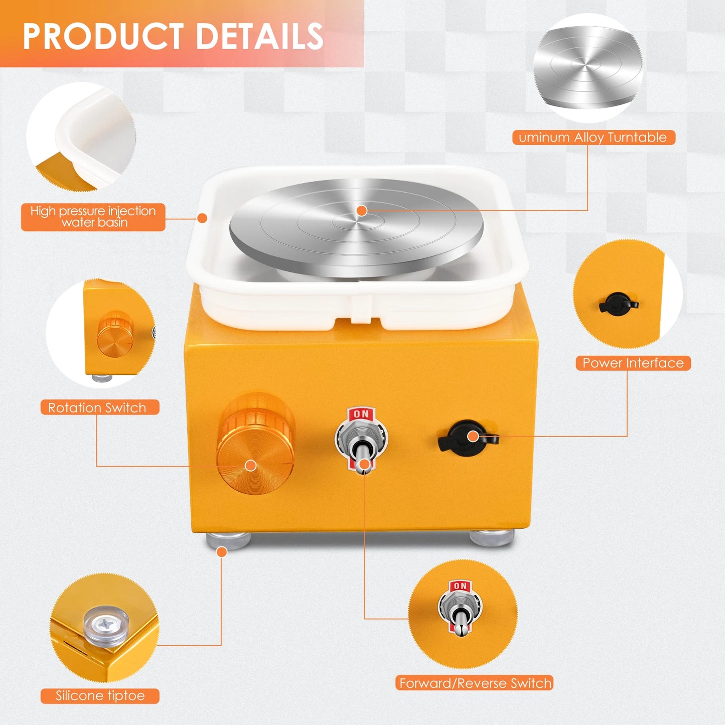 DIY Electric Pottery Wheel Set – Dual Turntables, Clay Tools & ABS Basin for Beginners