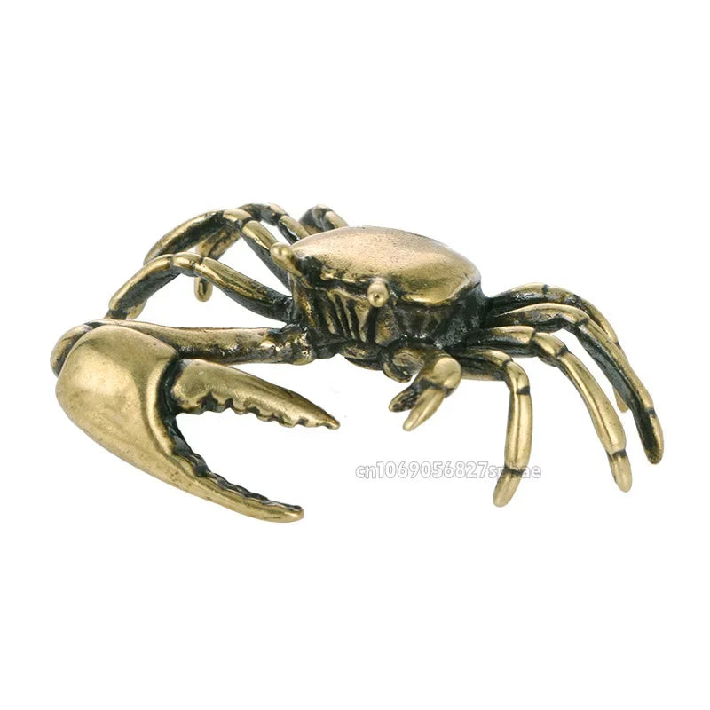 🦀✨ Pure Brass Crab Figurine – Vintage Copper Miniature Decor