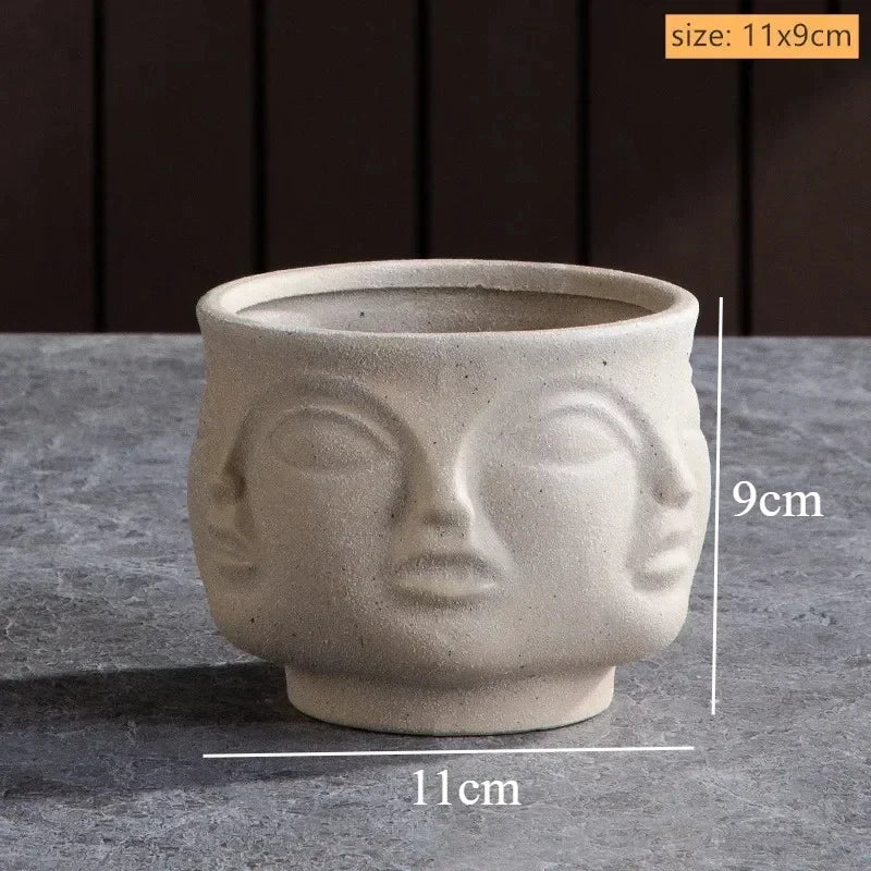 Artistic Ceramic Face Vase – Handmade Sculpture for Flowers, Candles & Decorative Storage