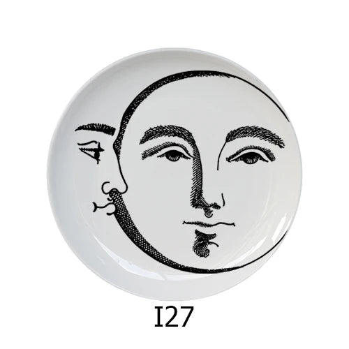 🎭 Artful Facial Decoration Ceramic Plate - European Style Display