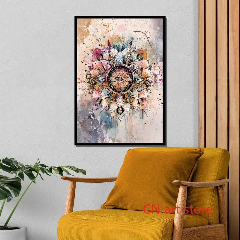 Mystical Sacred Geometry Canvas – Spiritual Wall Art Poster for Home Decor