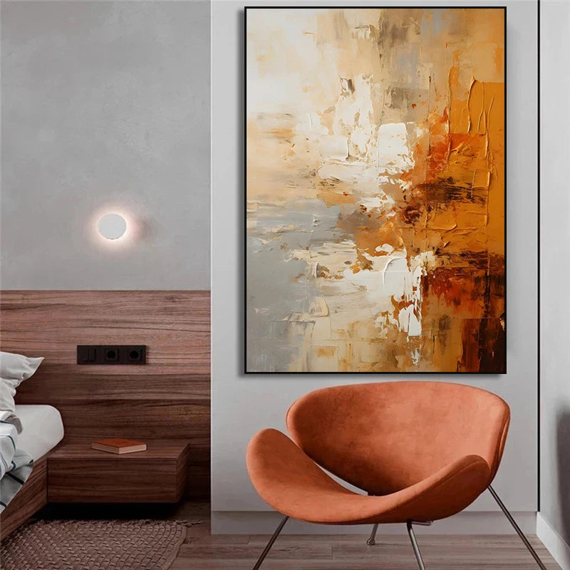 Earthy Green Abstract Canvas – Minimalist Geometric Texture Wall Art