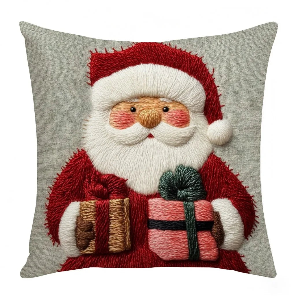 🎄🛋️ 45×45cm Christmas Pillowcase – Cartoon Santa, Snowman & Elk Cushion Cover | Merry Christmas Home Decor ❄️✨