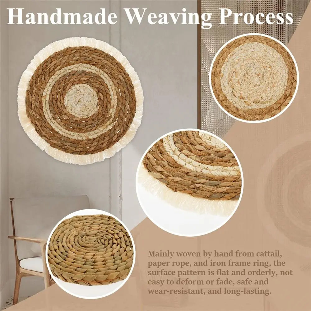 7-Piece Wicker Wall Basket Set – Round Handmade Rattan Wall Hanging Décor