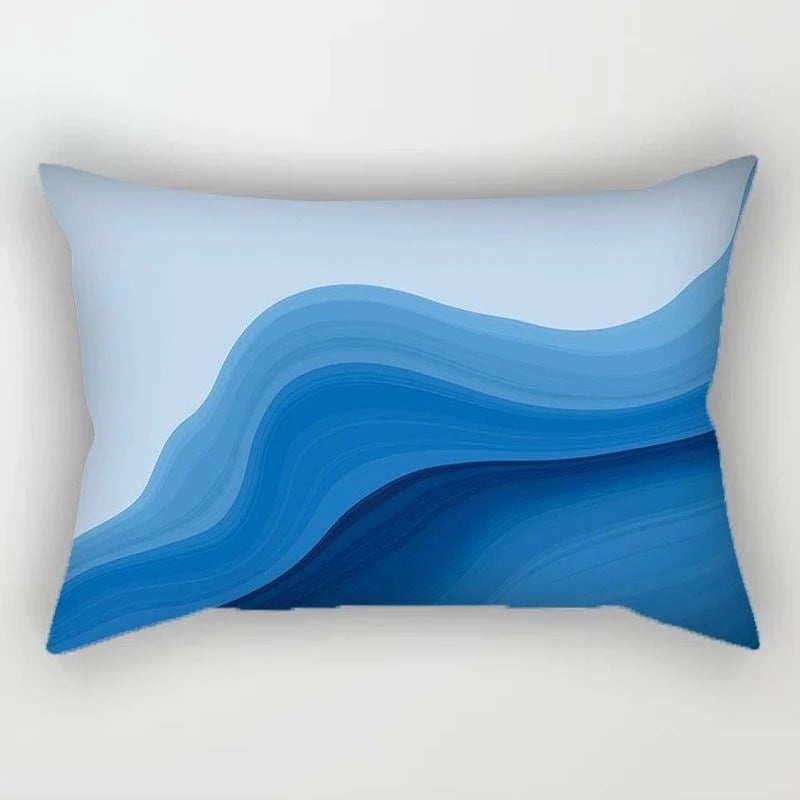 Luxury Blue Rectangle Pillow – Modern Geometric Accent for Sofa or Couch