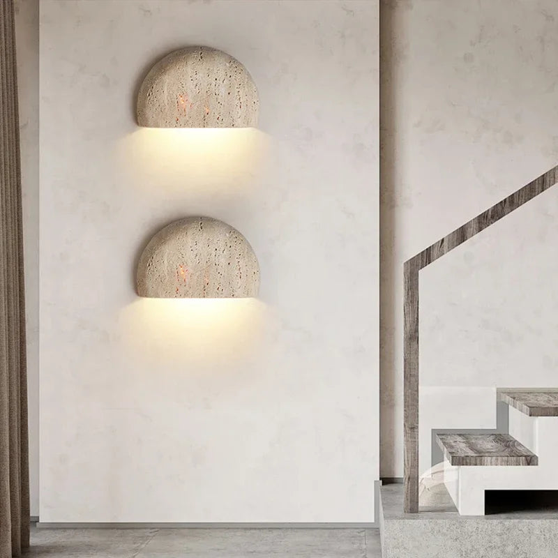Natural Stone LED Wall Sconce – Semi-Circle Mood Light for Modern Home Interiors