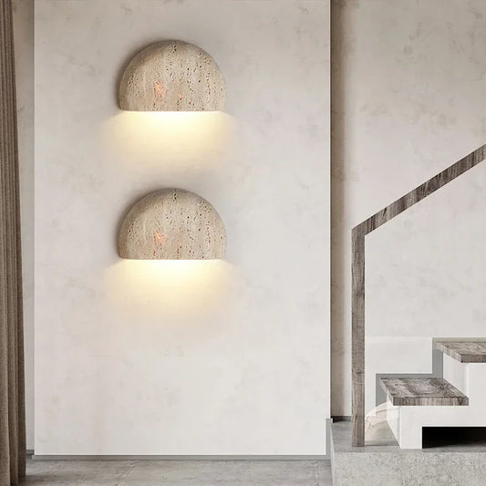 Natural Stone LED Wall Sconce – Semi-Circle Mood Light for Modern Home Interiors