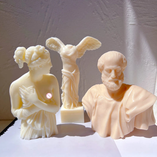 Aristotle Statue Candle Mold – Greek Philosopher Bust Silicone Mold for Wax Sculpture & Tabletop Decor
