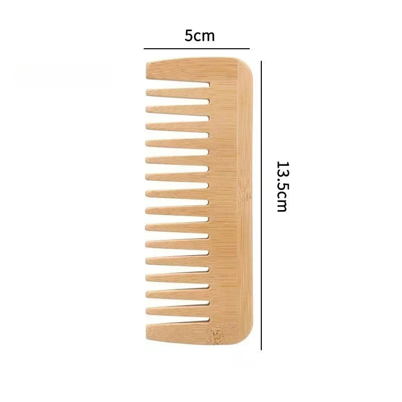 🌿 Natural Bamboo Wooden Hair Comb – Anti-Static Wide Tooth & Styling Tool