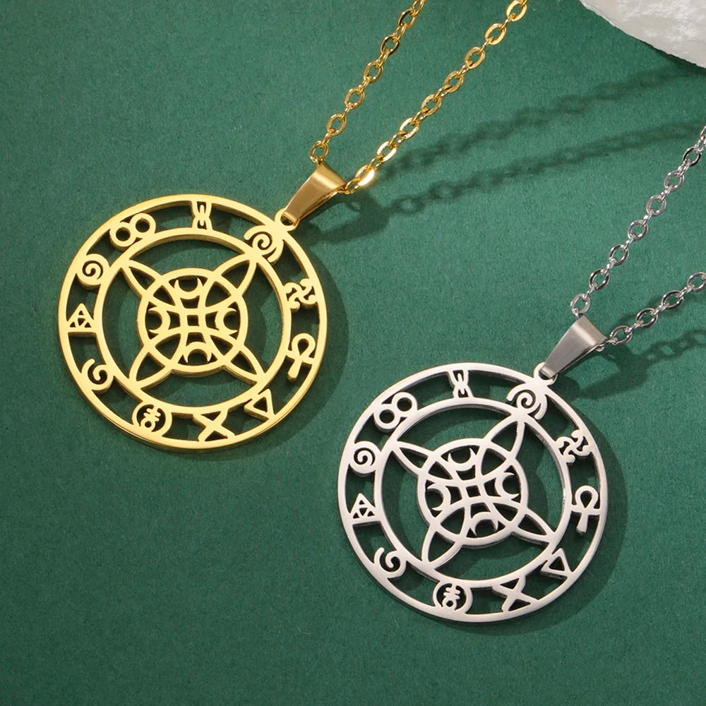 🛡️ Ancient Greek Mythology Witch Knot Necklace – Stainless Steel Protection Amulet for Women | Wiccan & Spiritual Jewelry