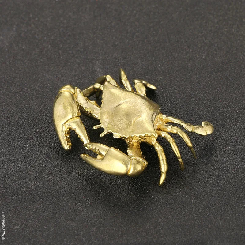 🦀✨ Pure Brass Crab Figurine – Vintage Copper Miniature Decor