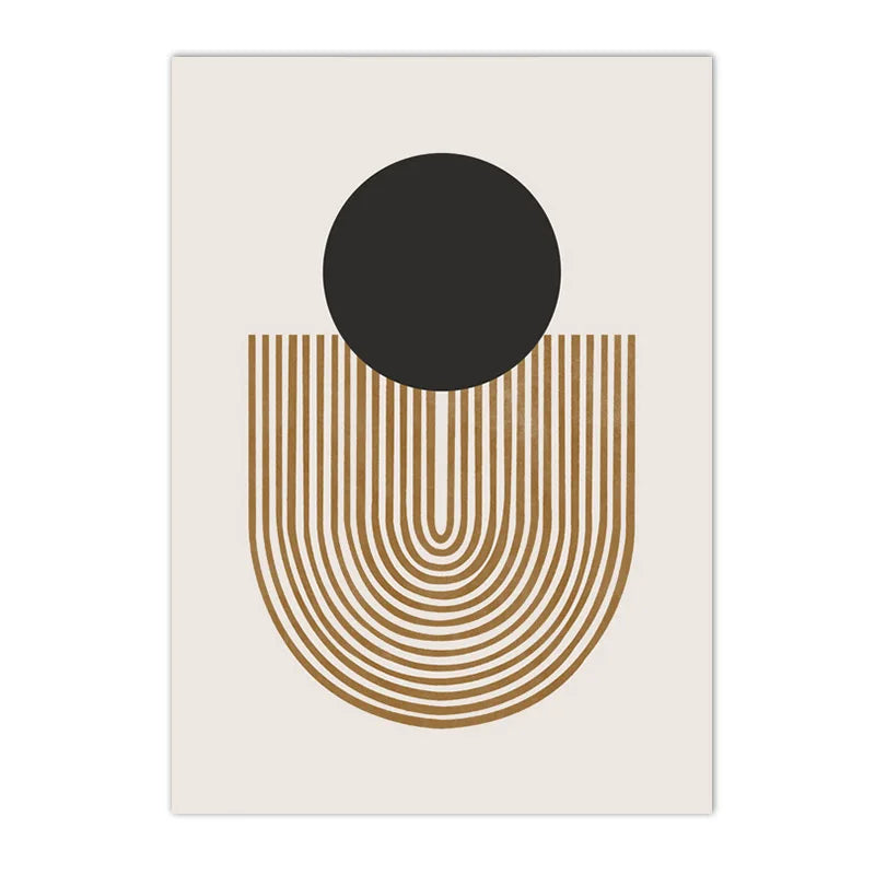 Neutral Tones Geometric Lines Poster – Black & Beige Canvas Art for Interior Decoration
