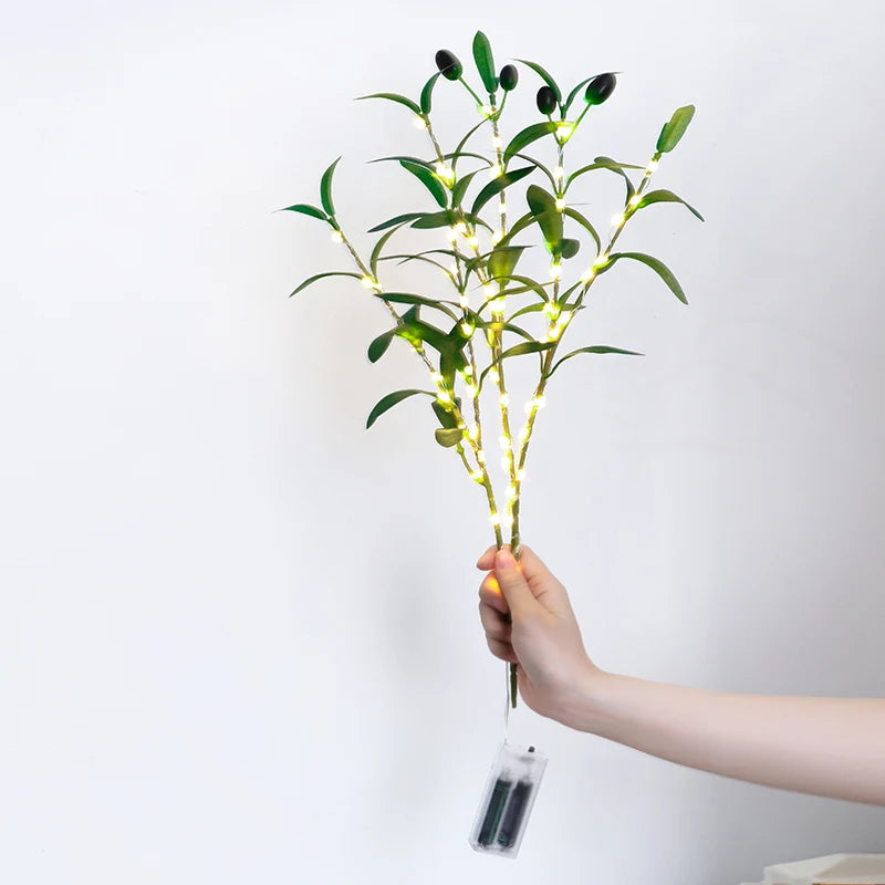 1PC / 3PCS Artificial Olive Branch LED Light – DIY Handcrafted Home, Restaurant & Office Desk Night Decoration