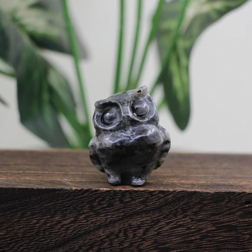 Hand Carved Gemstone Owl Statue – Mini Crystal Quartz Figurine, Healing Animal Ornament for Home & Office Décor Gifts"