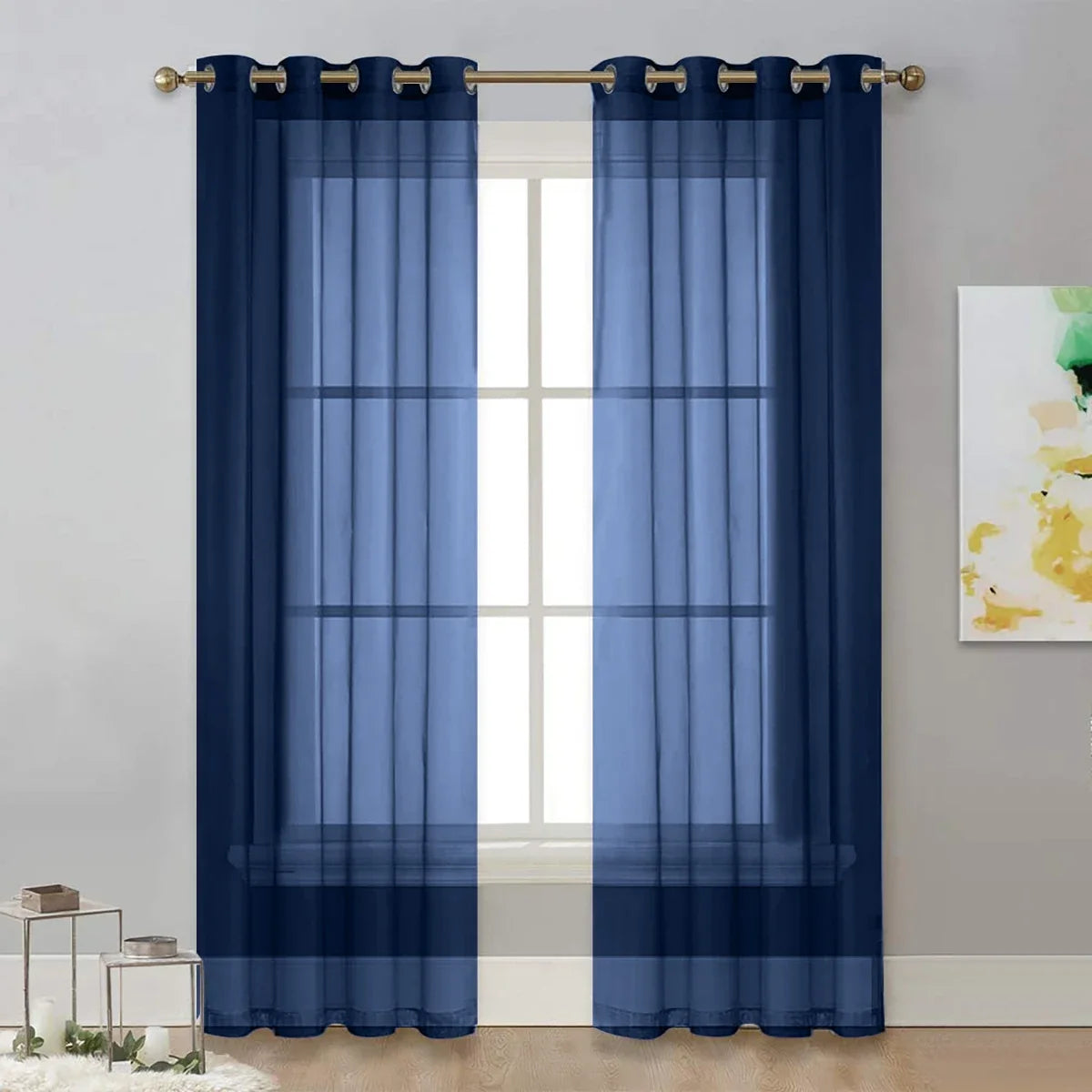 Modern Solid Color Sheer Curtain – Grommet Top Window Panel for Living Room, Bedroom, or French Windows