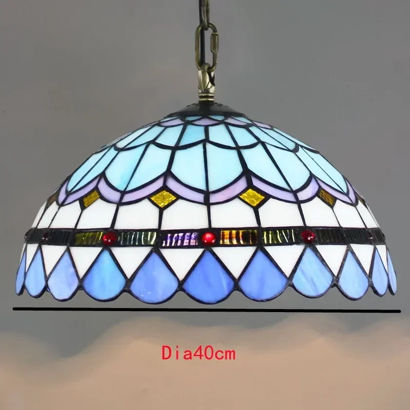 🍷 European-Style Vintage Tiffany Glass Chandelier ✨ | Creative Country-Style Glass Lantern for Bar, Restaurant & Home Decor 🏡