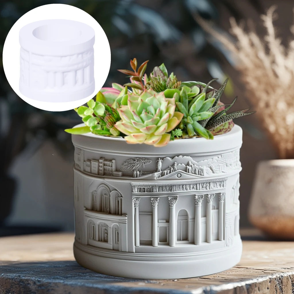 Greek Relief Silicone Mold – DIY Resin Succulent Planter & Candle Holder Mold