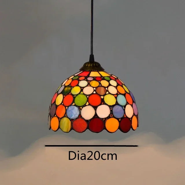🍷 European-Style Vintage Tiffany Glass Chandelier ✨ | Creative Country-Style Glass Lantern for Bar, Restaurant & Home Decor 🏡