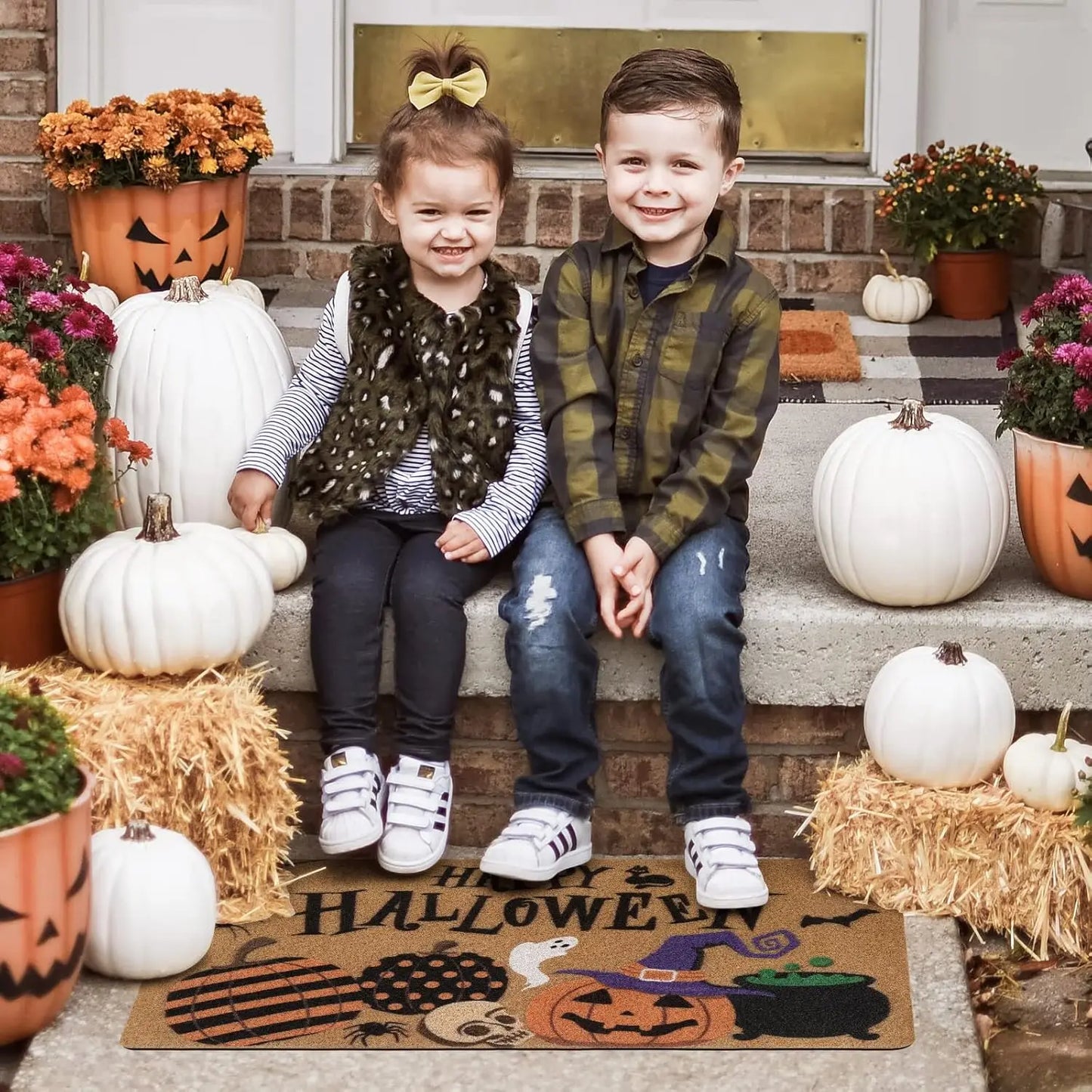🎃 Vikama Happy Halloween Jack Lantern Door Mat 👻 | Horror-Themed Indoor & Outdoor Floor Mat 🏠 | Living Room, Kitchen & Entrance Decor ✨