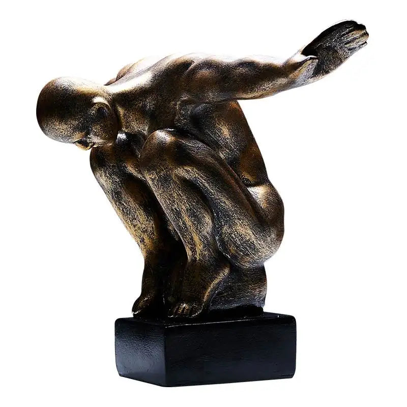 Modern Thinker Resin Art Sculpture – Human Figure Statue for Home, Office & Living Room Décor