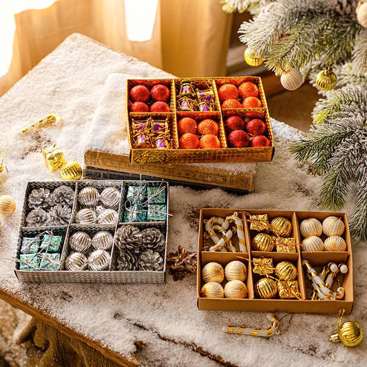 🎄✨ Luxury Christmas Tree Decor Set – Mixed Multicolor Ornaments & Ball Pendants | Gift Box for XMAS & New Year Decoration 🎁🌟