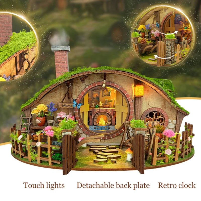 NEW DIY Wooden Magic Ring Casa Doll Houses Miniature Model Kits Handmade Dollhouse with Furniture for Friends Birthday Gifts