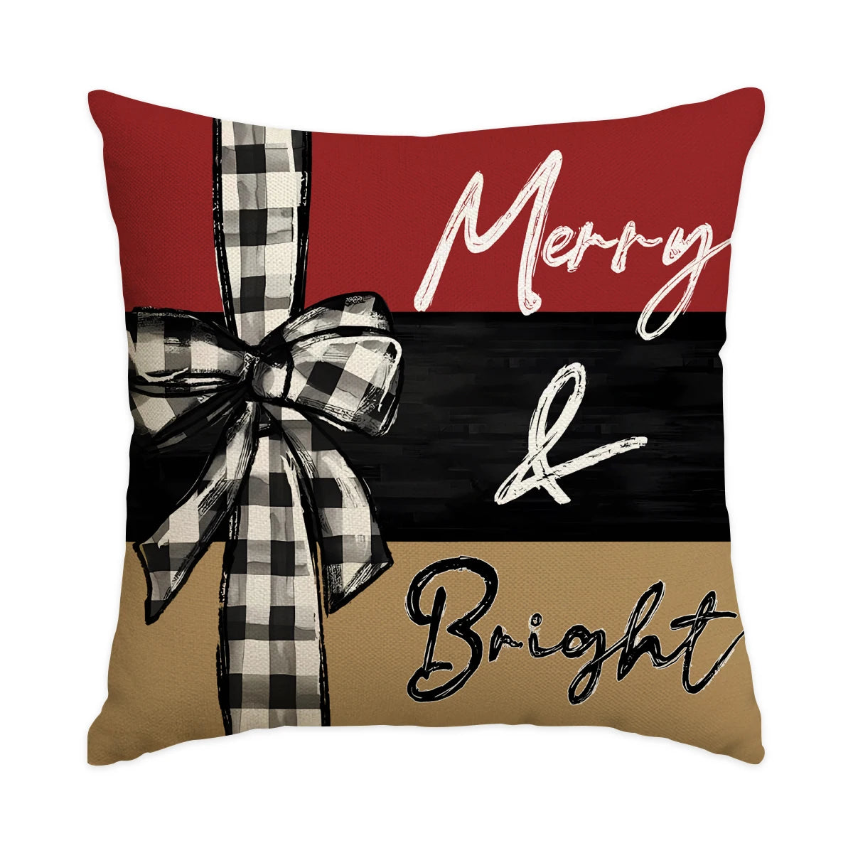 ❄️Red Snowflake & Letter Printed Christmas Pillow Covers (1/4pcs) - Festive Holiday Cushion Decor 🎄