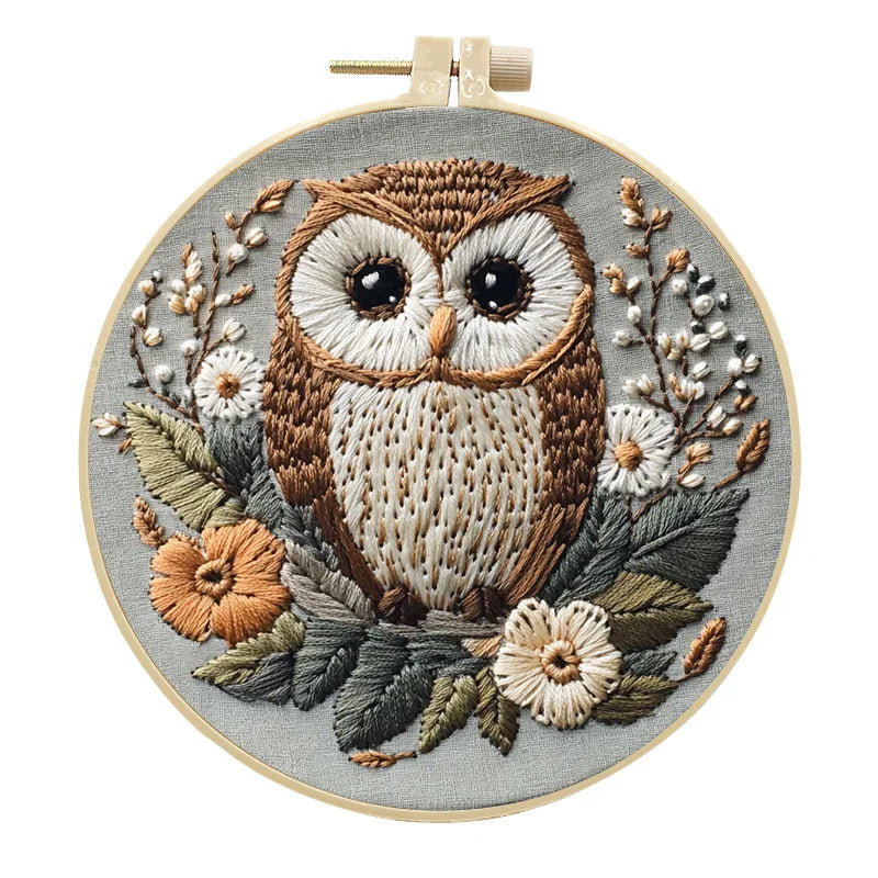 DIY Owl Embroidery Kit for Adults – Complete Cross Stitch Set with Threads, Needle & Guide