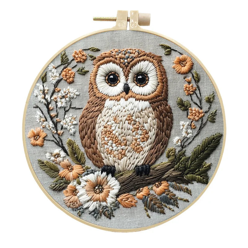DIY Owl Embroidery Kit for Adults – Complete Cross Stitch Set with Threads, Needle & Guide