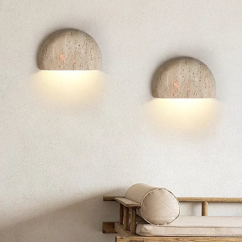 Natural Stone LED Wall Sconce – Semi-Circle Mood Light for Modern Home Interiors