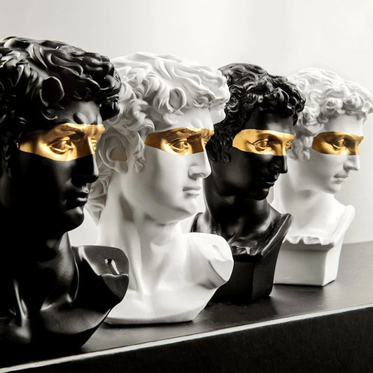 15cm David Bust Statue – White Resin Gypsum Decorative Art Sculpture for Coffee Table & Home Decor