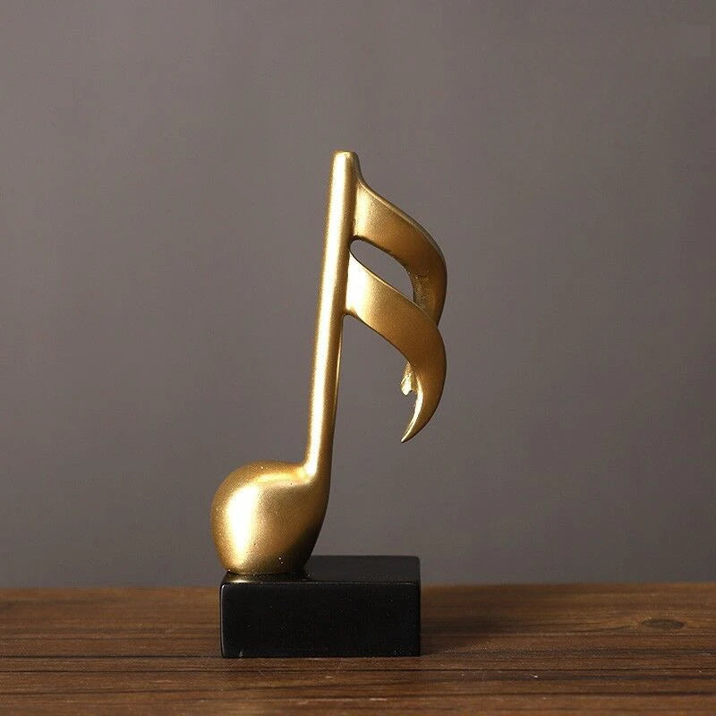 Golden Resin Musical Note Sculpture – Decorative Figurine for Wine Cabinet, Bar & Music Room