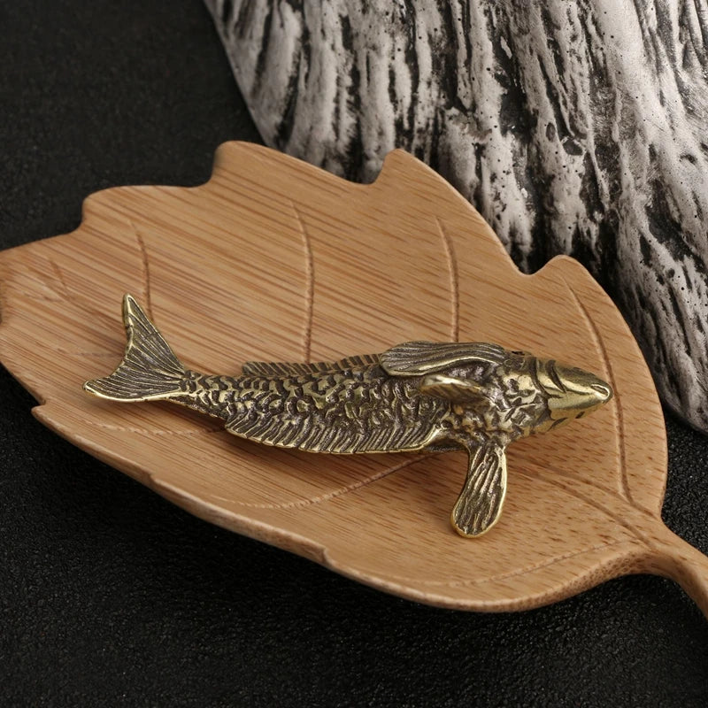 Antique Brass Arowana Statue – Fortune Gathering Mini Ornament