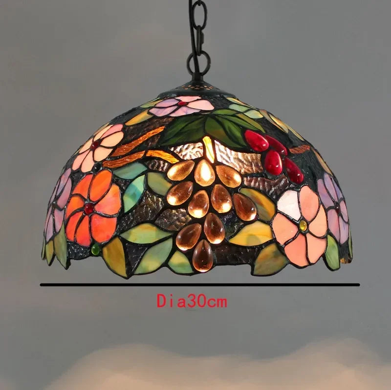 🍷 European-Style Vintage Tiffany Glass Chandelier ✨ | Creative Country-Style Glass Lantern for Bar, Restaurant & Home Decor 🏡