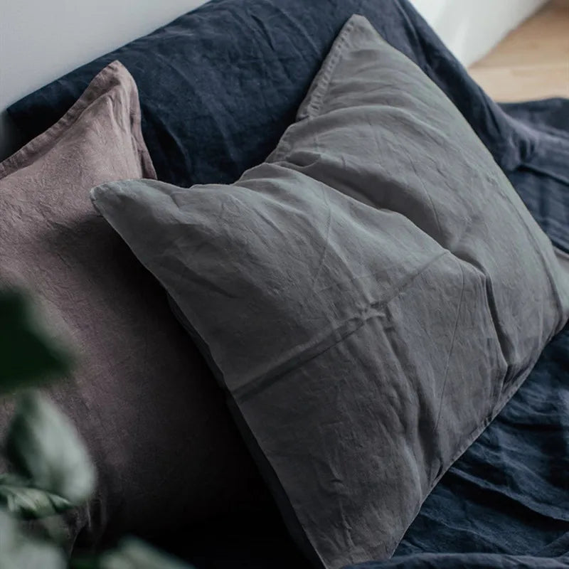 100% Linen Pillowcases – Washed Flax Pillow Shams with Envelope Closure, Soft Breathable Luxury Covers (No Insert)"