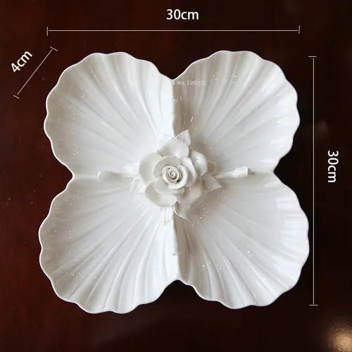 🌹 Exquisite Hand-Painted Rose Ceramic Dinner Set