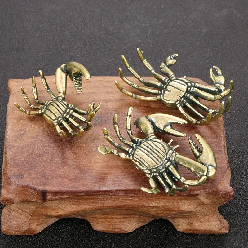 🦀✨ Pure Brass Crab Figurine – Vintage Copper Miniature Decor